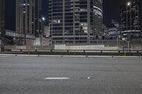 Night Cityscape with Modern Architecture and Skyscrapers