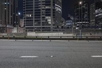 Night Cityscape with Modern Architecture and Skyscrapers