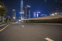 Night Cityscape: Neon Lights and Skyscrapers
