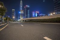 Night Cityscape: Neon Lights and Skyscrapers