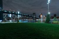 Night Cityscape of New York with Bridge and Underpass