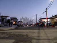 Night in Los Angeles: Street Lights Illuminate the Suburban Road