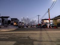 Night in Los Angeles: Street Lights Illuminate the Suburban Road