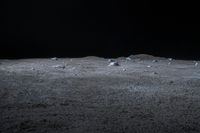 a scene of some rocks on the surface of a barren area in the night sky