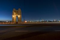 Night-time Cityscape with Illuminated Bridges and Highways