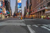 a person is crossing a busy street at an intersection during the day and looking for traffic