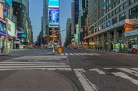 a person is crossing a busy street at an intersection during the day and looking for traffic