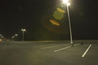 Night Time Street in a City with Parking Lot and Stadium
