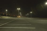 Night Time Street in a City with Parking Lot and Stadium