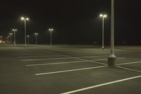 Night Time Street in a City with Parking Lot and Stadium