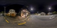 an image of a person in the middle of a street, at night time with the camera and traffic