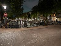 Night view of Amsterdam city with beautiful architecture and vibrant street life