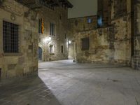 Night view of Barcelona architecture