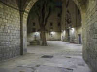 Night view of Barcelona's historic architecture