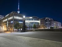 Night View of Modern Architecture in Berlin, Germany