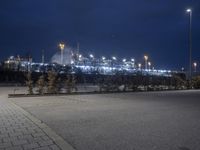 an industrial plant at night with no one in the room or on the side of the road