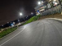 Night View of Curved Road in Los Angeles, USA