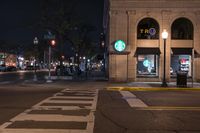 Night View of Detroit City with Illuminated Street Lights