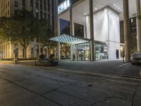 Night view of downtown Chicago with modern architecture