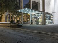 Night view of downtown Chicago with modern architecture