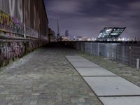 Night View of Hamburg Cityscape with River and Bridge in HafenCity, Germany