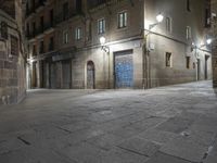 Night View of Historic Architecture in Barcelona, Spain