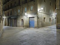 Night View of Historic Architecture in Barcelona, Spain