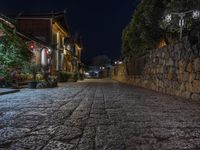 Night View of Historic Architecture in Lijiang, Yunnan, China