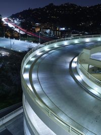 Night View of Los Angeles Cityscape and Highway