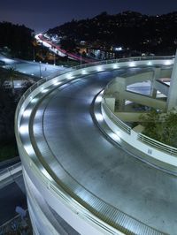 Night View of Los Angeles Cityscape and Highway