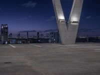 Night View of Miami Beach Parking Lot in Florida, USA