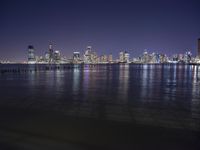 Night view of modern architecture in New York City