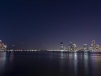 Night view of modern architecture in New York City
