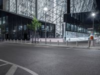 Night view of modern office building in Berlin financial district