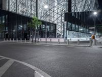 Night view of modern office building in Berlin financial district