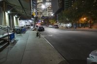 Night View of New York City Downtown Street