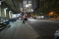 Night View of New York City Downtown Street