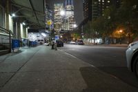 Night View of New York City Downtown Street