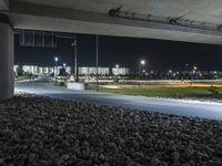 Night View of a Bridge Underpass in Berlin