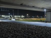 Night View of a Bridge Underpass in Berlin