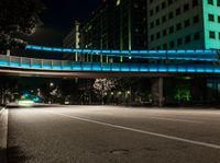 Night View of Office Buildings with Light Streaks in California, USA