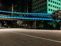 Night View of Office Buildings with Light Streaks in California, USA