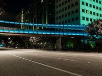 Night View of Office Buildings with Light Streaks in California, USA