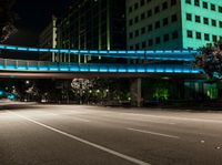 Night View of Office Buildings with Light Streaks in California, USA