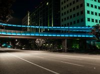 Night View of Office Buildings with Light Streaks in California, USA