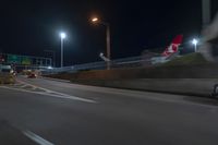 Night view of underpass and bridge in New York City