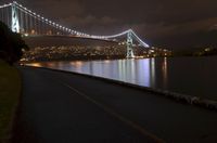 Night View of Vancouver Skyline and Suspension Bridge