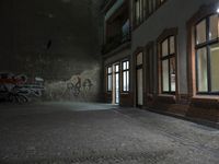 Nighttime Berlin Building Cobble Stone Streets 002