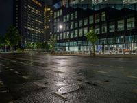 Nighttime in Berlin's Business District: Illuminated by City Lights