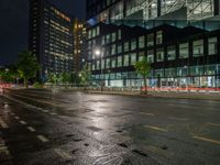 Nighttime in Berlin's Business District: Illuminated by City Lights